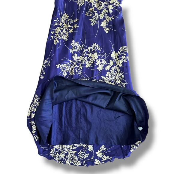 Jonathan Martin Studio 100% Silk Purple Gold Floral Embroidered Midi Dress Sz 8 - Picture 6 of 11